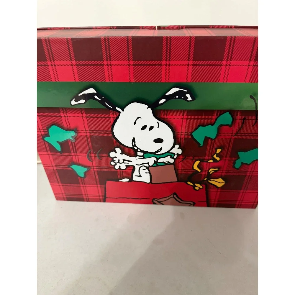Peanuts Mens 2 Piece Sleep Set Snoopy Woodstock Pajamas Christmas Plaid Medium - Picture 3 of 3